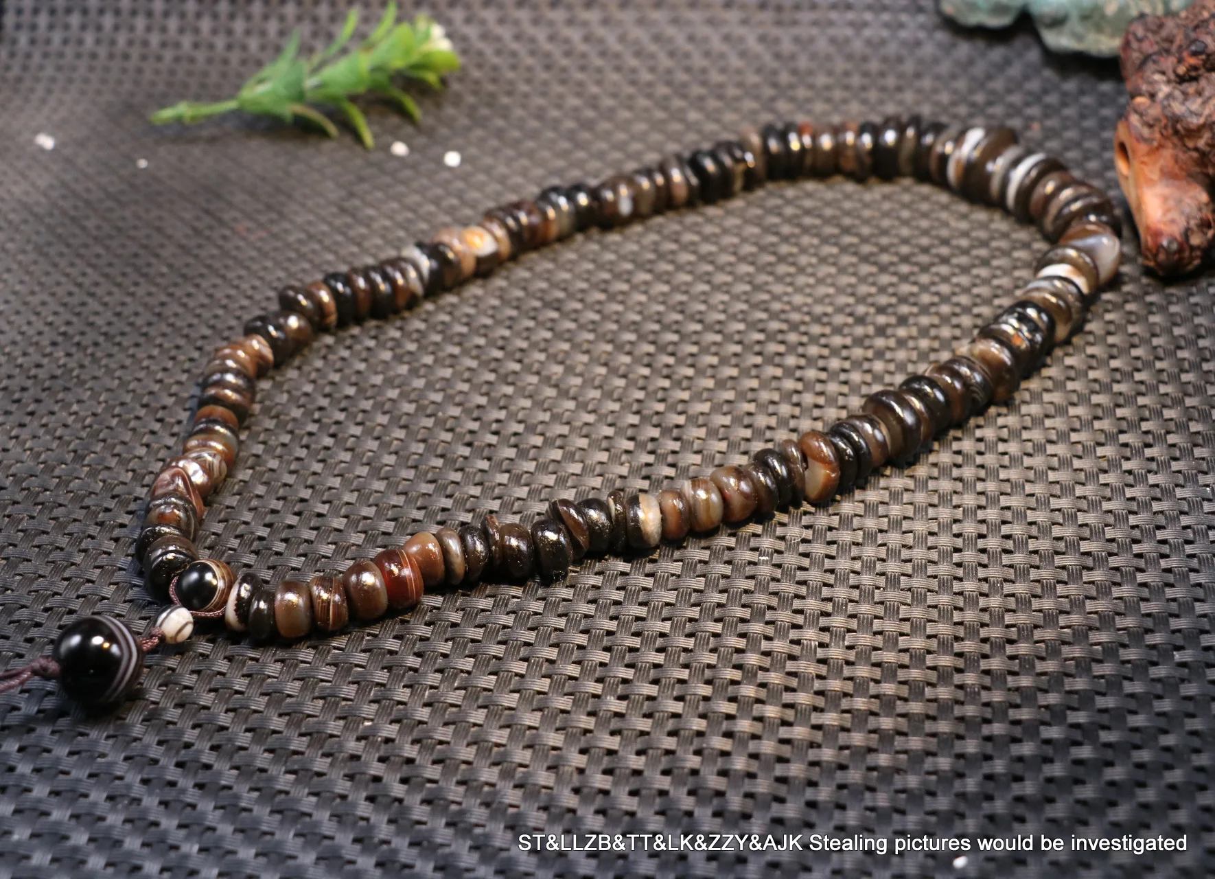 Cool Style Treasure Magic LKbrother Power Tibetan Old Agate Silkworm Line Abacus Bead Lama Prayer Necklace AAA | Украшения и