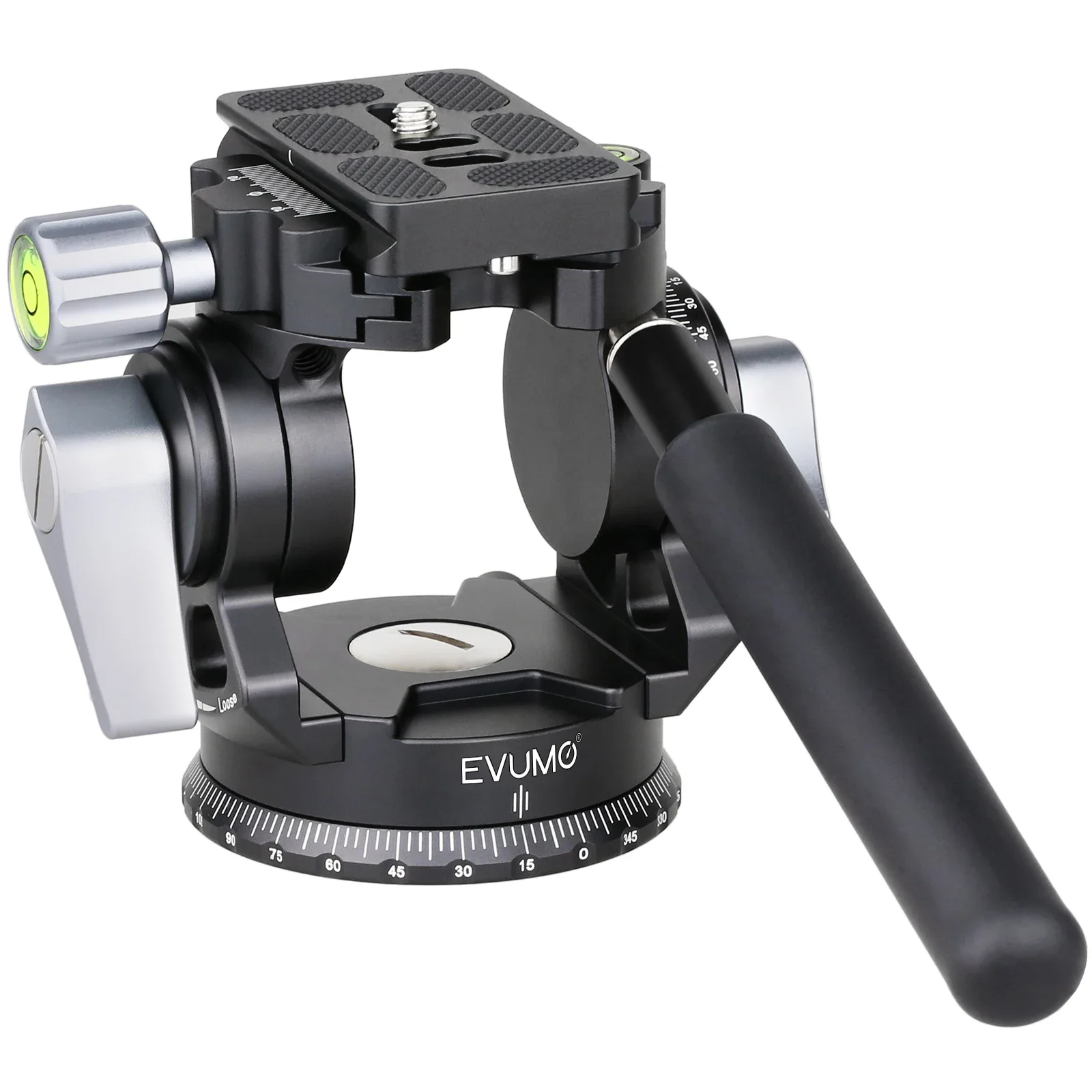 Video Tripod Head EVUMO Hollow Video Hydraulic Head -80&deg;+90&deg; 360 Panoramic Vlog Universal Ballhead for Tripod Monopod