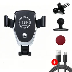 Universal Wireless Charging Car Phone Holder - Fast Charging Compatibility (Black With Cable)