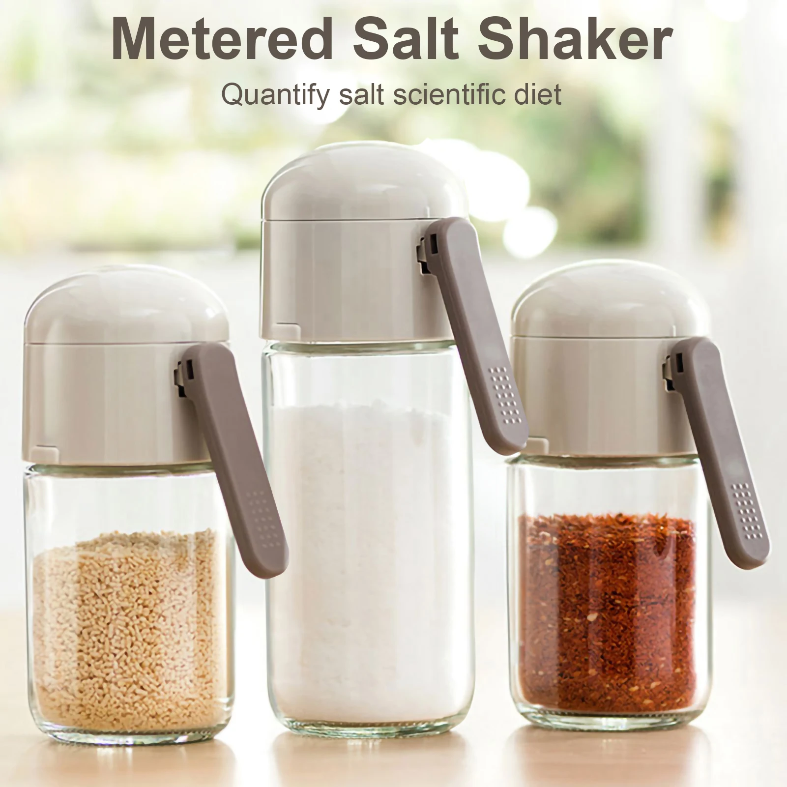 180/250 ML Household Glass Seasoning Bottle Kitchen Controlled Salt Sprinker Press-controlled Salt Bottle Sealed Seasoning Tank