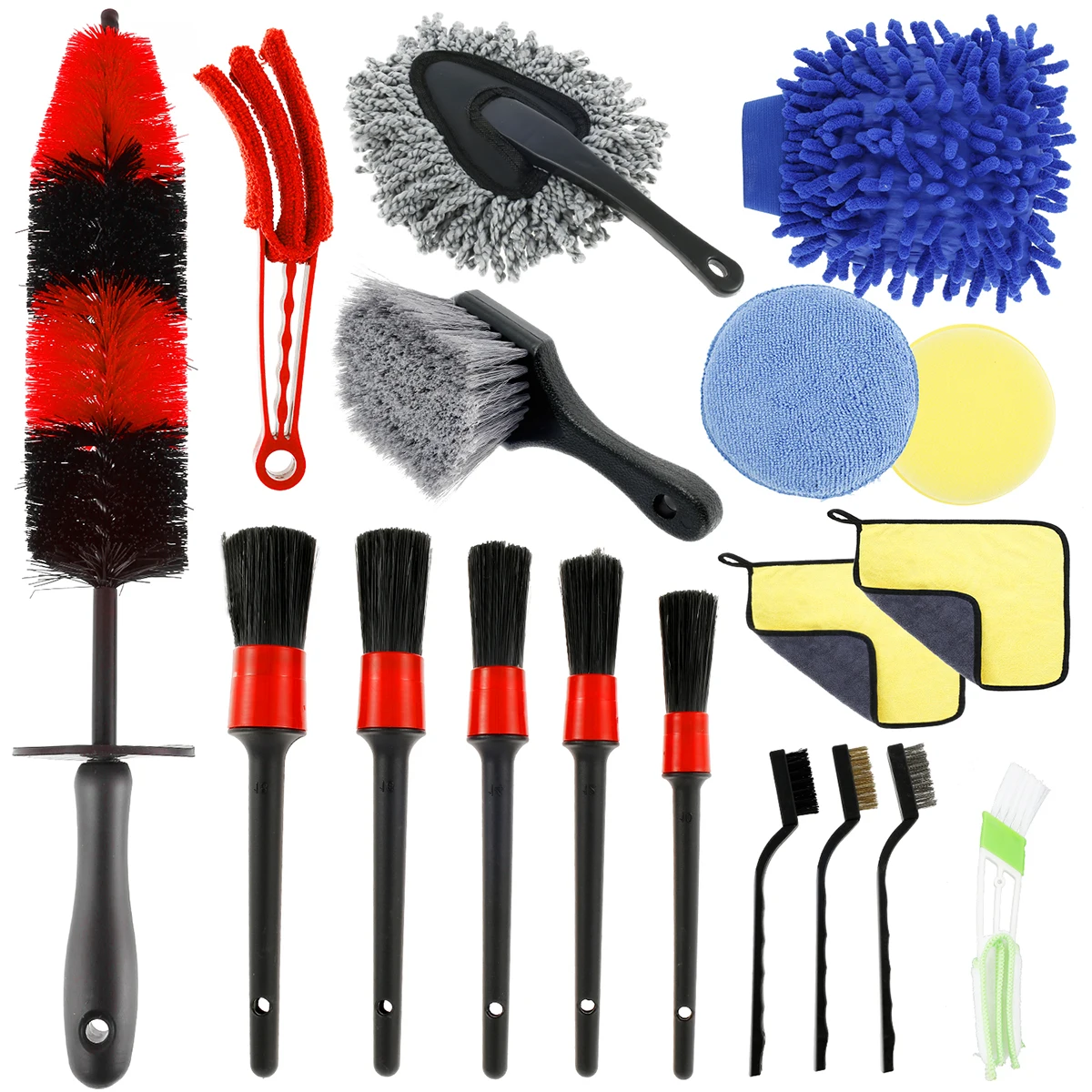 

18Pcs Car Cleaning Brush Deep Clean Rim Detailing Brush with Long Handle Non Scratch Car Duster Gentle Effective Cleaner Brush