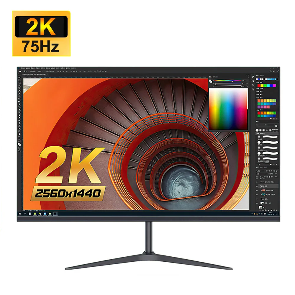 Монитор 27 дюймов, 2K, 75 Гц, QHD, IPS, Плоский ЖК-дисплей 1 мс, игровой монитор, HDMI, DP, Поддержка G-Sync, AMD FREESYNC 2560*1440P