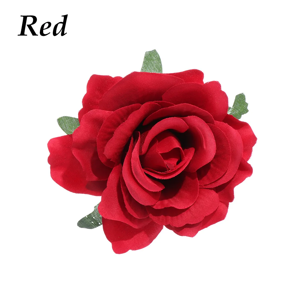 Elegant Wine Red & Black Roses Hair Claw Clip