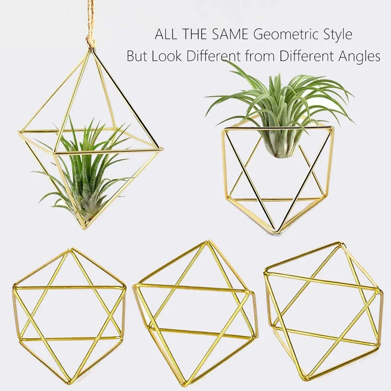 15 packs vzduch rostliny držák mini kov tabletop himmeli dekorace moderní geometrické pěstitel tillandsia vzduch kapraďorosty displej stánek