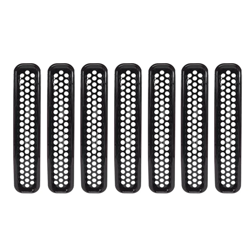 Honeycomb Mesh Front Grill Inserts Kit Accessories For 1997-2006 Jeep Wrangler TJ & Unlimited (7PCS)