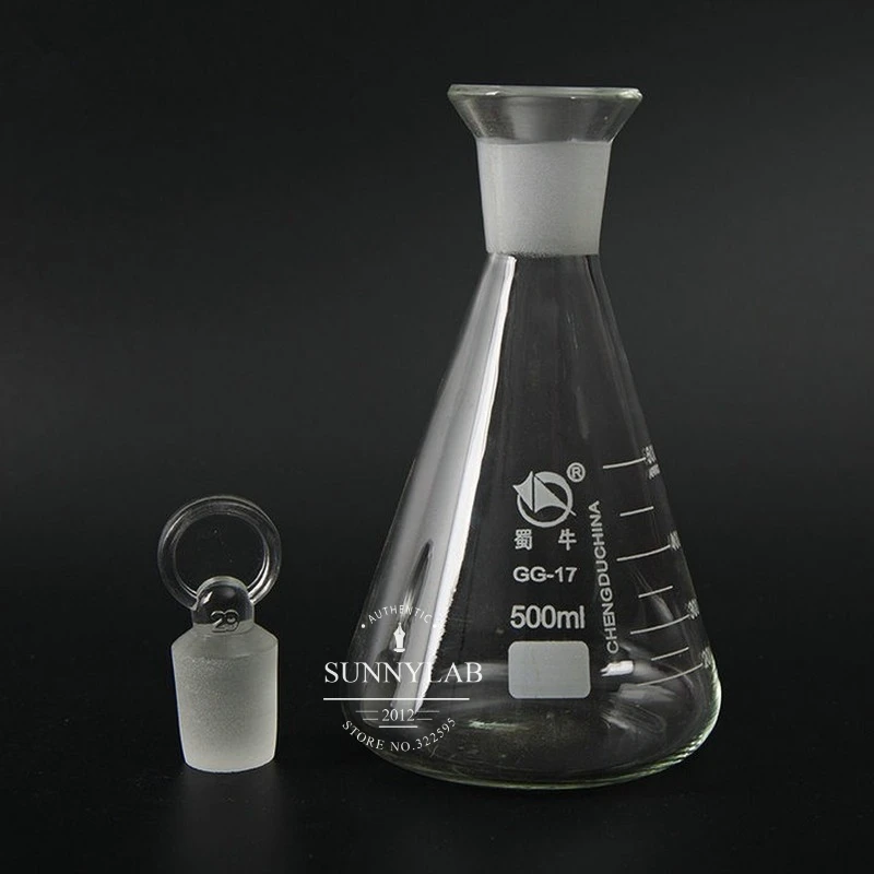 1Pcs 50ml to 1000ml Glass iodine flask conical flask Standard caliber High borosilicate GG-17 GLASS Iodine measuring bottle