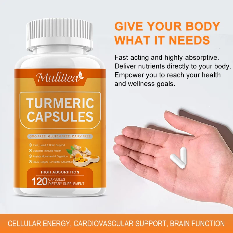 Mulittea Coenzyme Turmeric with Piperine Capusles-Enhanced Bioavailability for Joint Knee Support Helps Inflammatory Response