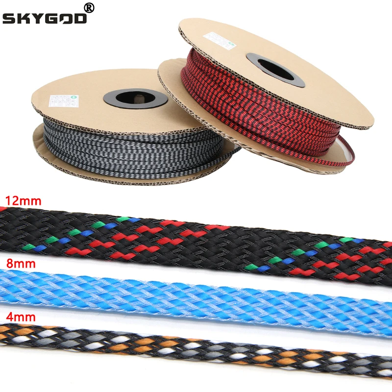 1M/10M Expanded Braid Sleeve 4 8 12mm PP Cotton Mixed PET Yarn Soft Wire  Wrap Insulated Cable Line Protection Sheath