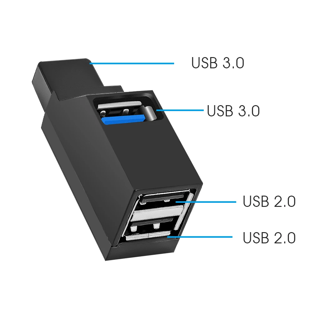 USB 3.0 허브 5Gbps 고속 데이터 전송 3 포트 USB 분배기, 컴퓨터 노트북 도킹 스테이션 어댑터 PC 액세서리