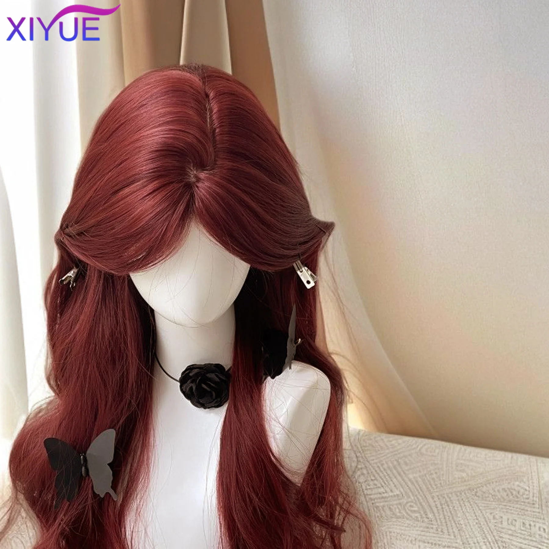 Red Synthetic Wigs Long Body Wavy Wig Natural Hairline Daily Red Hair Heat Resistant Fiber Smooth Party Cosplay Wig