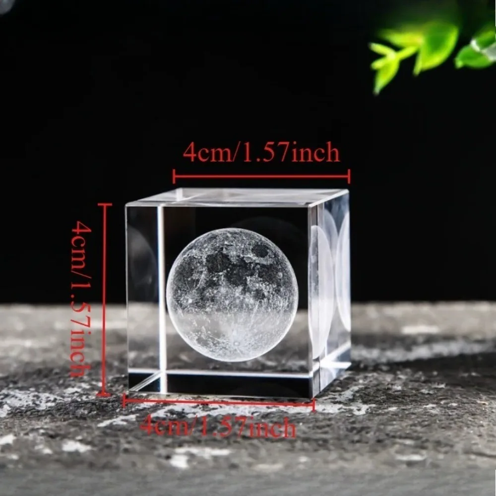 3D 달 은하 크리스탈 자동차 대시보드 장식품, 기술 애호가를 위한 레이저 각인