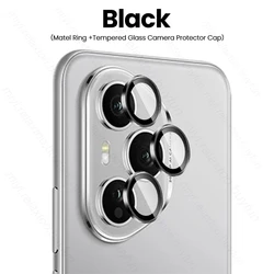 Premium Metal Ring Camera Protector Cap with 9D Tempered Glass Lens Film - Honor 400 CN (Black - 02)