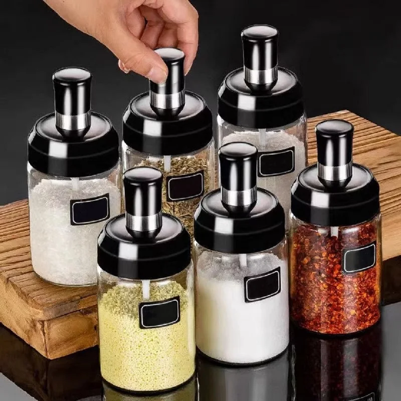 Transparent Spice Tank Automatic Opening and Closing Plastics for Filling Seasoning Oil Salt and Vinegar 10Pc 250ml