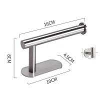 Stainless Steel Paper Towel Holder Adhesive Toilet Roll Paper Holder No Hole Punch Kitchen Bathroom Toilet Lengthen Storage Rack 6