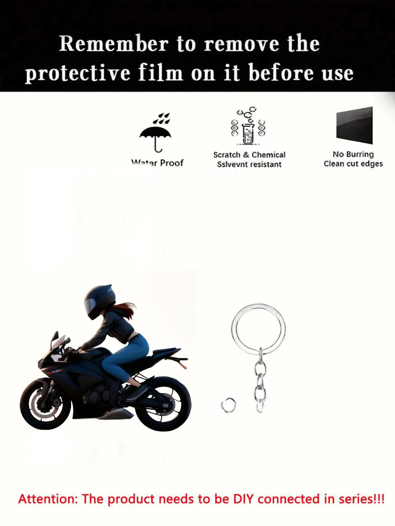 2/1 Motorradfahrer 2D Flacher Acryl-Schlüsselanhänger - Mit Helm-Fahrer und Motorrad-Design, Ein Geschenk für Männliche Motorrad-Enthusiasten – Detail 10