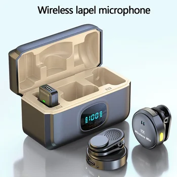 Microfono Lavalier Wireless Portatile 2.4GHz, Microfono Lavalier Magnetico Type-C per Registrazione Audio Video con Custodia di Ricarica