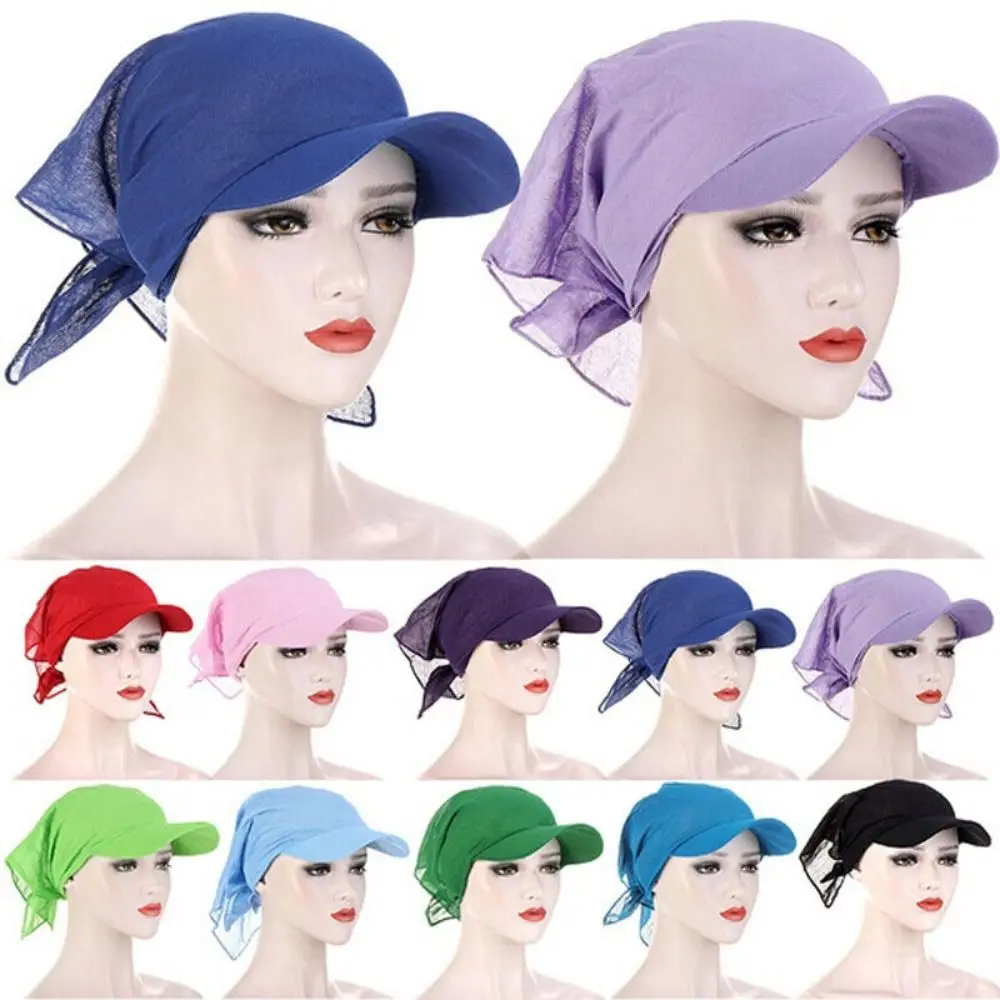 

Solid Color Turban Hat New Polyester 56-58cm Sun Hat Sun Visor Caps