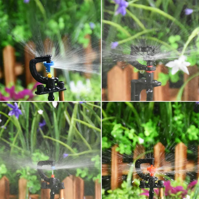 20pcs 180 360 Degree Rotating Micro Sprinkler G-Type Refraction Nozzle Threaded Barb Hanging Nozzle  For Garden Irrigation 2