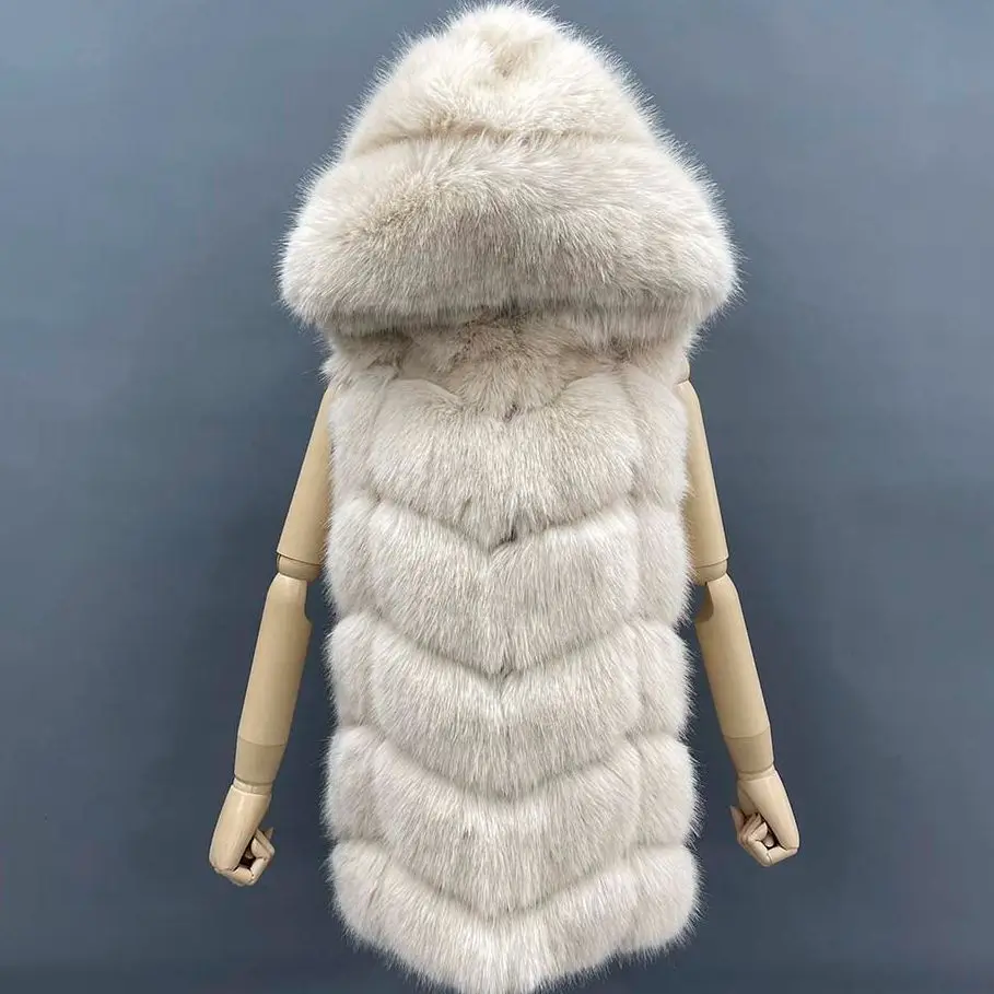 

Janefur Faux Fur Coat with Hood Long Women 2022 High Quality Artifical Fur Gilet Furry Warm Female Winter Fake Fur Vest Jackets