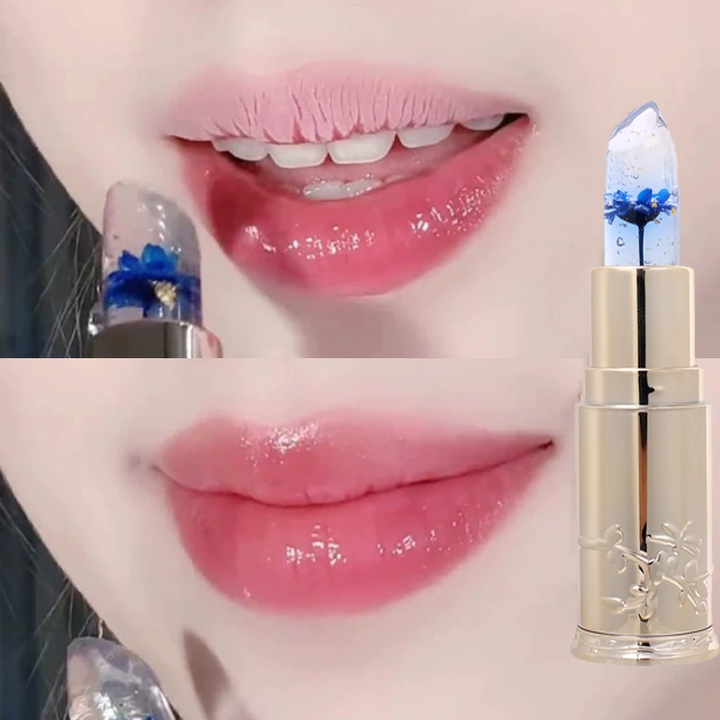 

Jelly Flower Lipstick Temperature Change Color Lipstick Transparent Moisturizer Lip Gloss Non-Stick Cup Color-Changed Lip Balm