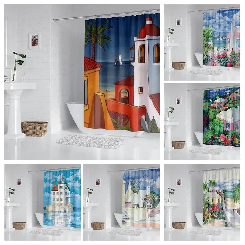 

House hold waterproof fabric household shower curtain accessories shower curtain 240 * 200 home marine style shower curtain