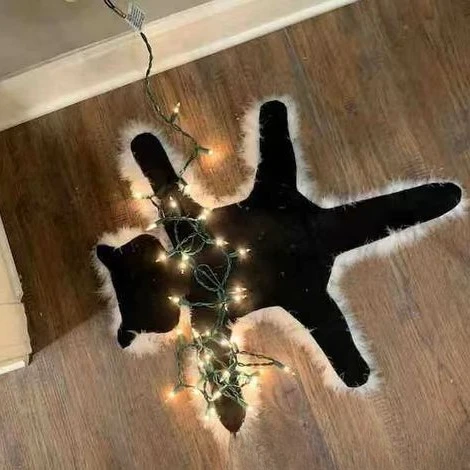 Floor Mat Light Up Fried Cat Rug Christmas Decoration Carpet