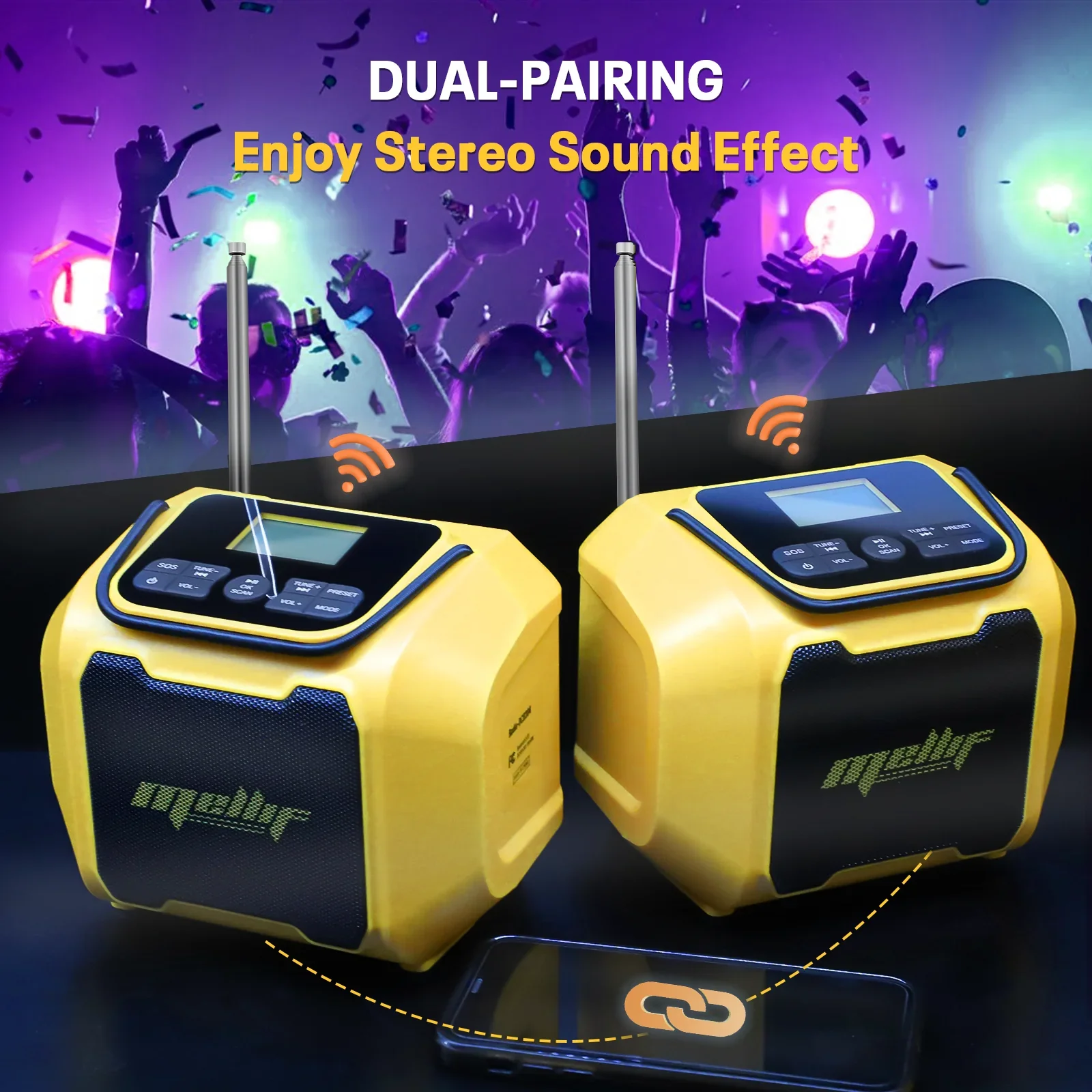 Bluetooth Speaker Compatible with Dewalt 18V 20V MAX Battery