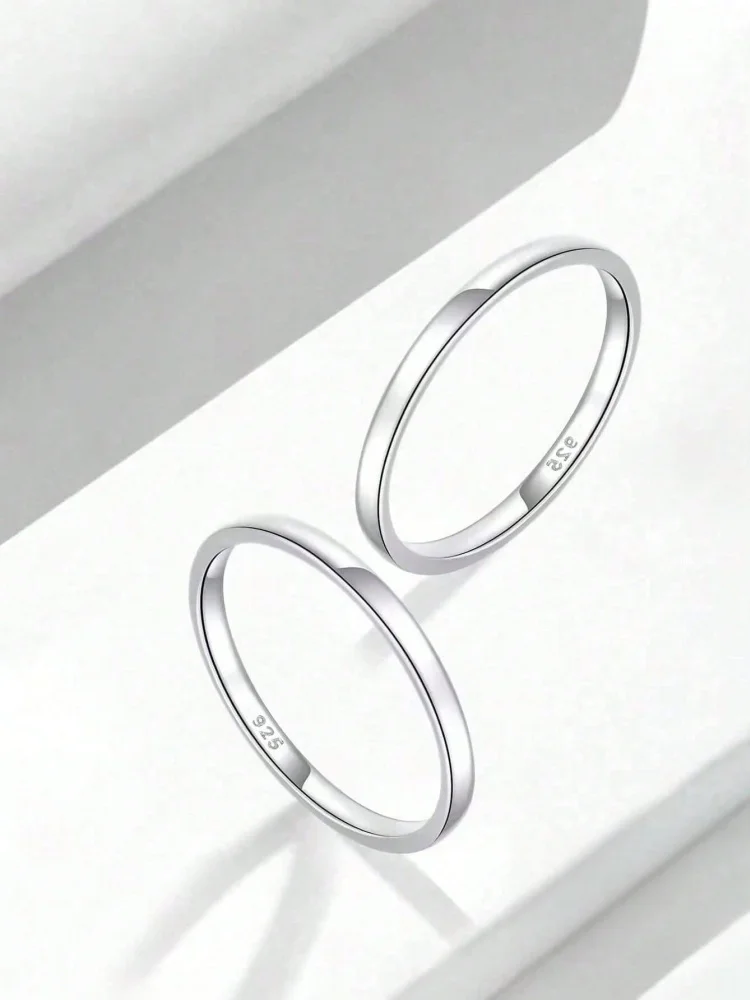 925 Sterling Silber Einfache Klassische Zirkon 2 MM Flache Blende Ring Für Frauen, Verlobung, Hochzeit Luxus Hohe Qualität Edlen schmuck – Detail 5