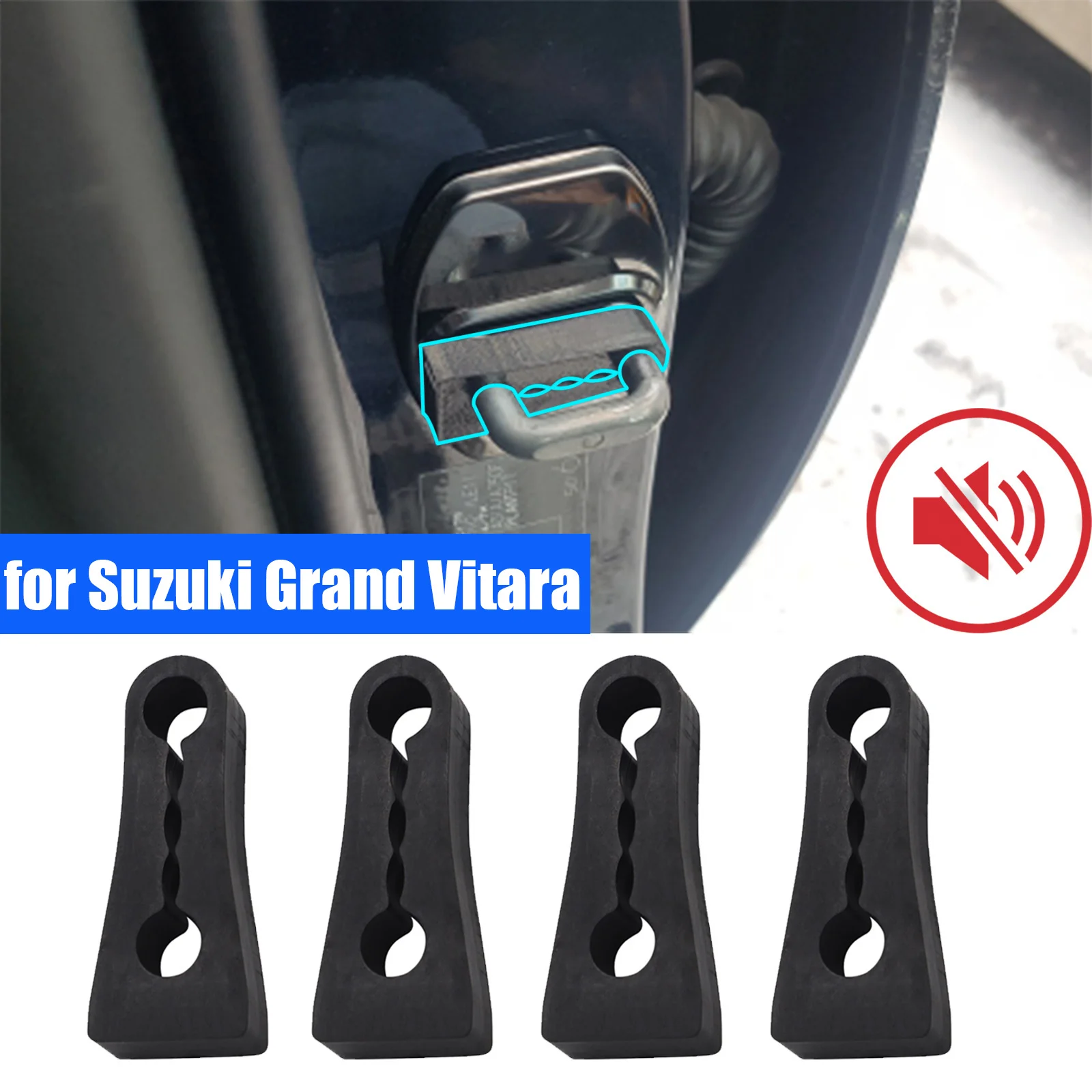 Sound Damper Door Lock er For Suzuki Grand Vitara 2005- Rattling STOP Soundproof Noise Deaf Seal Deadener Protector