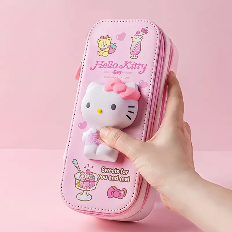 3D Decompression Sanrio Series Pencil Case Cute Large Capacity Storage Double Layer Multifuntion Stress Reliving for Kid Gift pencil cases