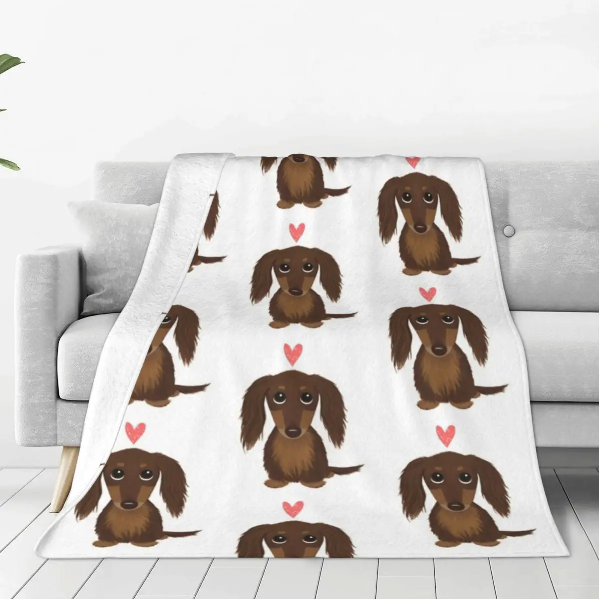 LonghairedChocolateDachshundBlanketsFleeceDecorationPetsAnimal