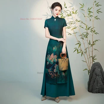 2025 vietnam tradizionale ao dai vestito nazionale fiore stampa migliorato cheongsam orientale aodai qipao festa banchetto abito da sera 1