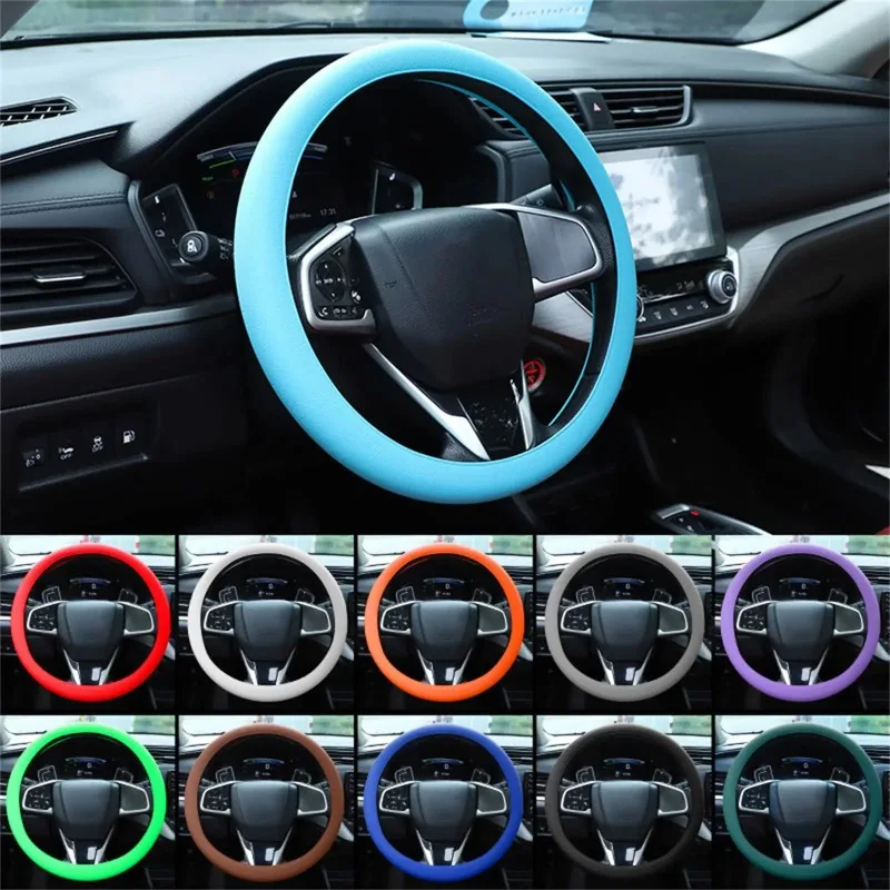 Universal Anti-Slip Silicone Steering Wheel Cover - Comfort Grip for 14-16 inch Wheels, All-Weather Use & Easy Installation