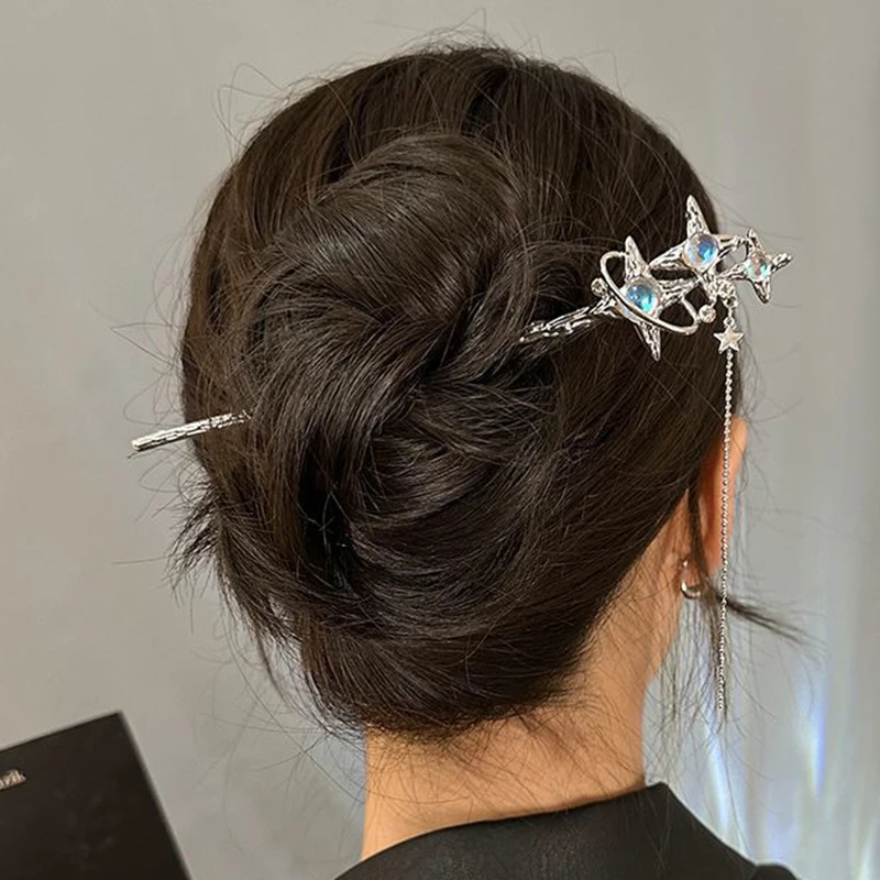 Cinaci 10 Stuks Decoratieve Vintage Retro Parel Goud Metalen Haar Sticks Pins met Hangers Chinese Hanfu Aziatische Bloem Vlinder Haar Eetstokjes Haar