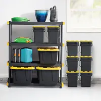Black & Yellow, Shelving Unit and Heavy Duty Storage Containers, Extremely Durable (Shelf + 27 Gallon Container (8-Pack)) 2