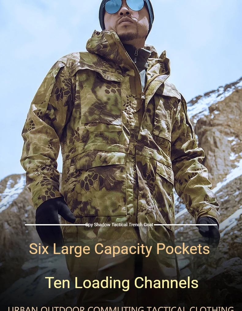 M65 Multicam Taktische Jacken für Herren, wasserdichte Windjacken, männlicher Camouflage-Motorradparka, Trenchcoat – Detail 18