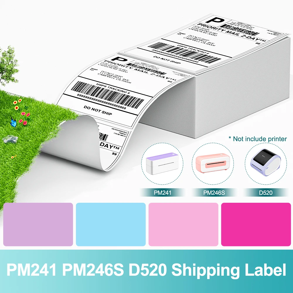 Phomemo 4 x 6 Thermal Shipping Paper Roll of 1000 Labels Self-adhesive  Mailing