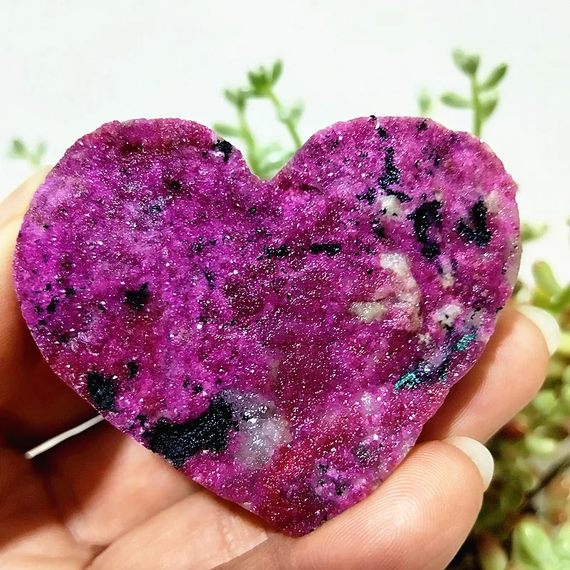 Natural Stone Cobaltocalcite Pink Heart Crystal Raw Rock Mineral
