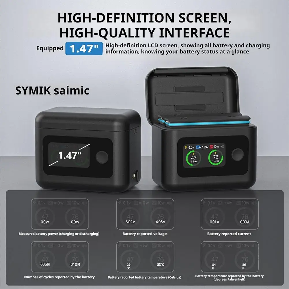 Insta360 X5 Battery Charger - 27W Dual Fast Charger With LCD Display, Shows Battery Health & SOC