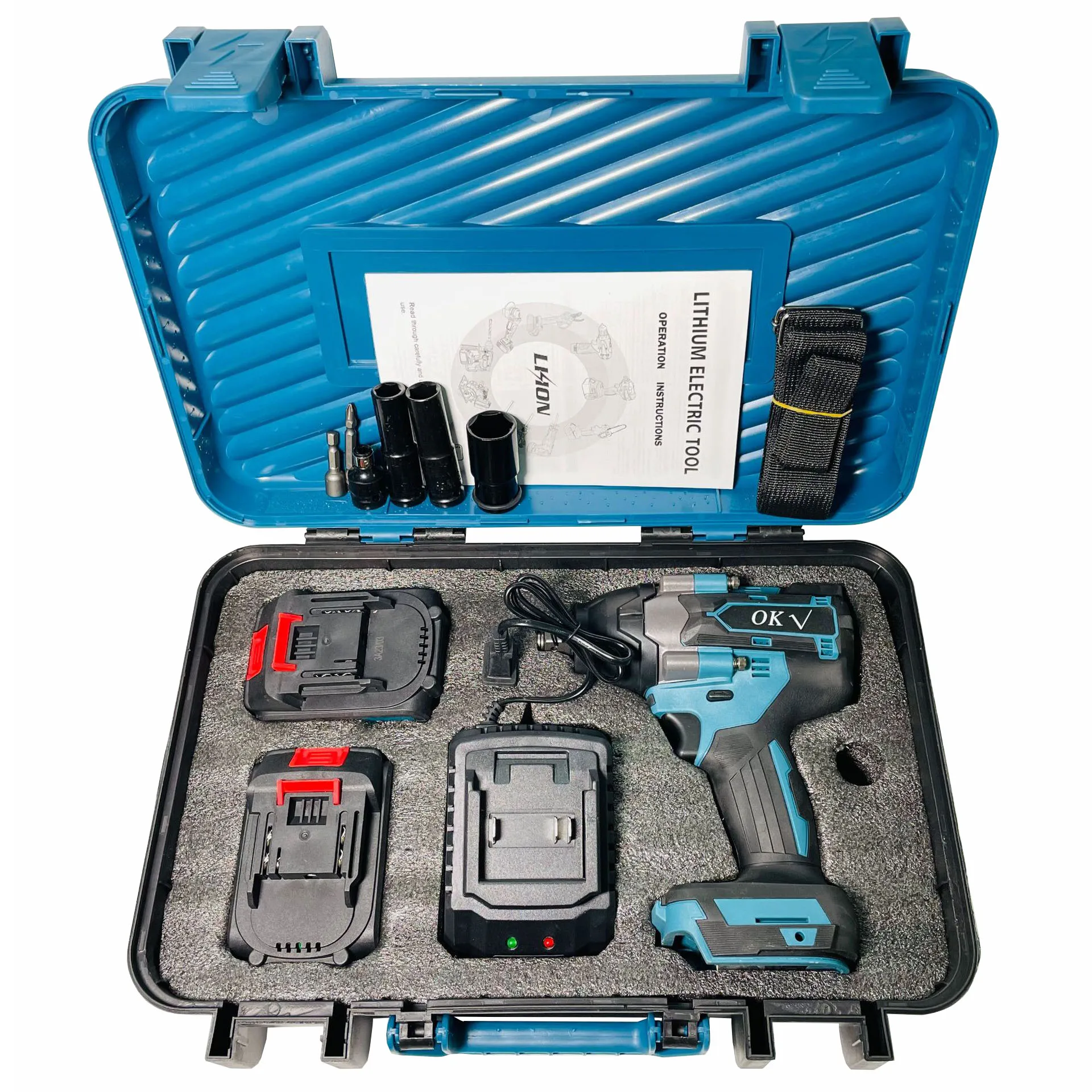 

700-1500N.m Rechargeable Brushless Electric Impact Wrench Lithium Battery Power Cordless Torque Wrench Set Car Repair Tools