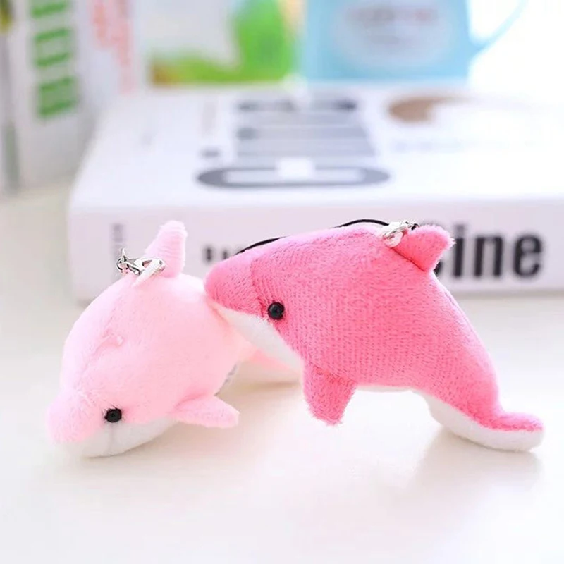 1pc 8CM Kawaii Little Dolphin Plush Stuffed Toys Cute Keychain Pendant Wedding Bouquet Decor Accessories Doll Keyring Toy