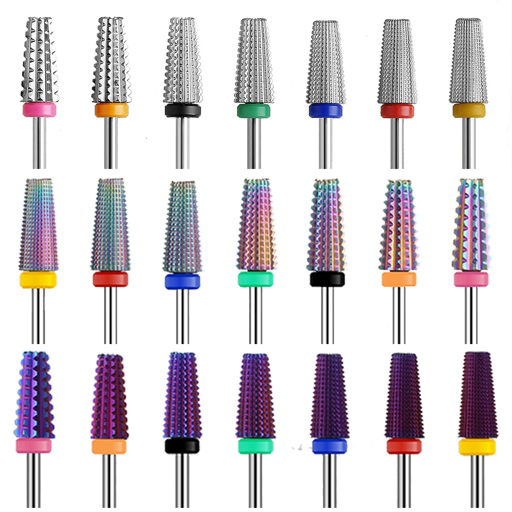 Purple 5-in-1 Tapered Carbide Nail Drill Bit for Manicure and Gel Acrylic Removal