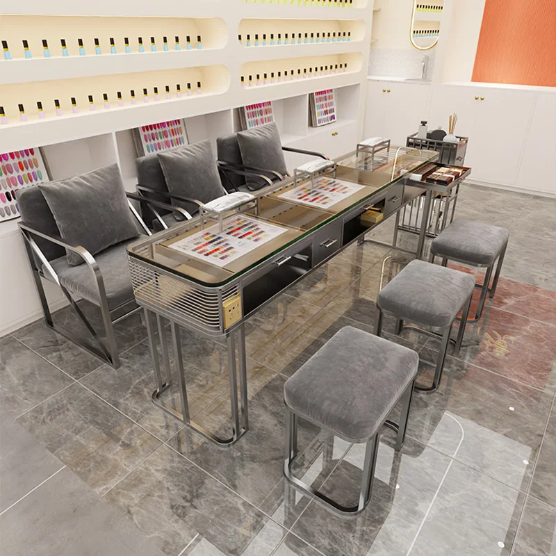 Design Glass Nail Desk Luxury Nordic Marble Vanity Manicure Table Multifunzione Modern Mesa De Manicure Salon Furniture Yx50Mt
