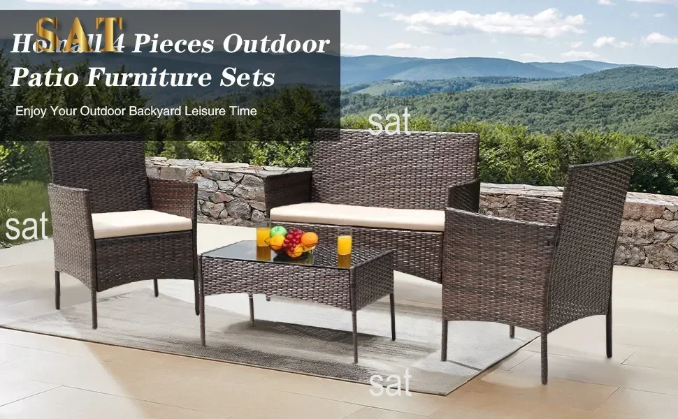 Homall 4 pieces patio set (Beige)