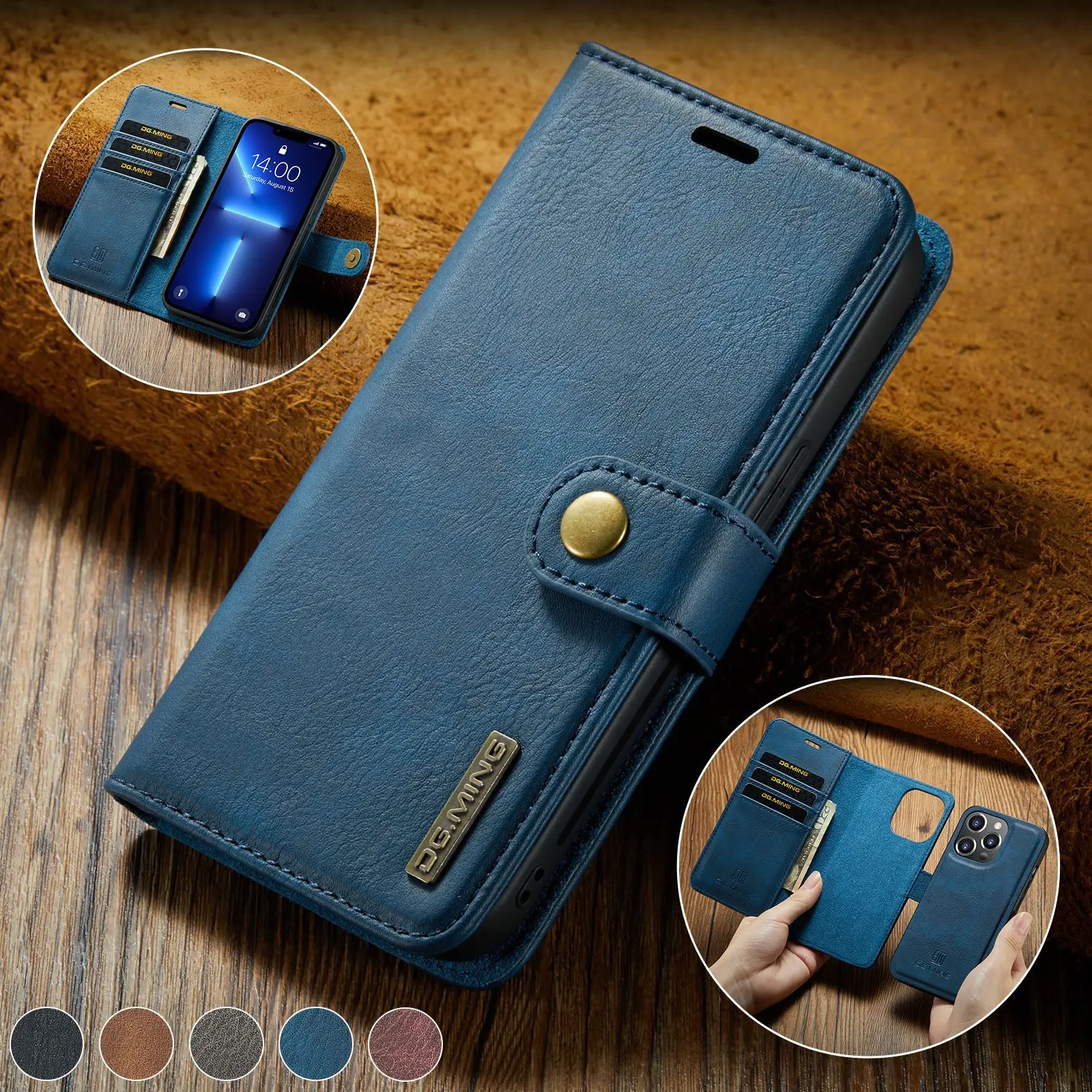 Premium 2-in-1 Detachable Leather Wallet Case with Magnetic Magsafe and 3 Card Slots