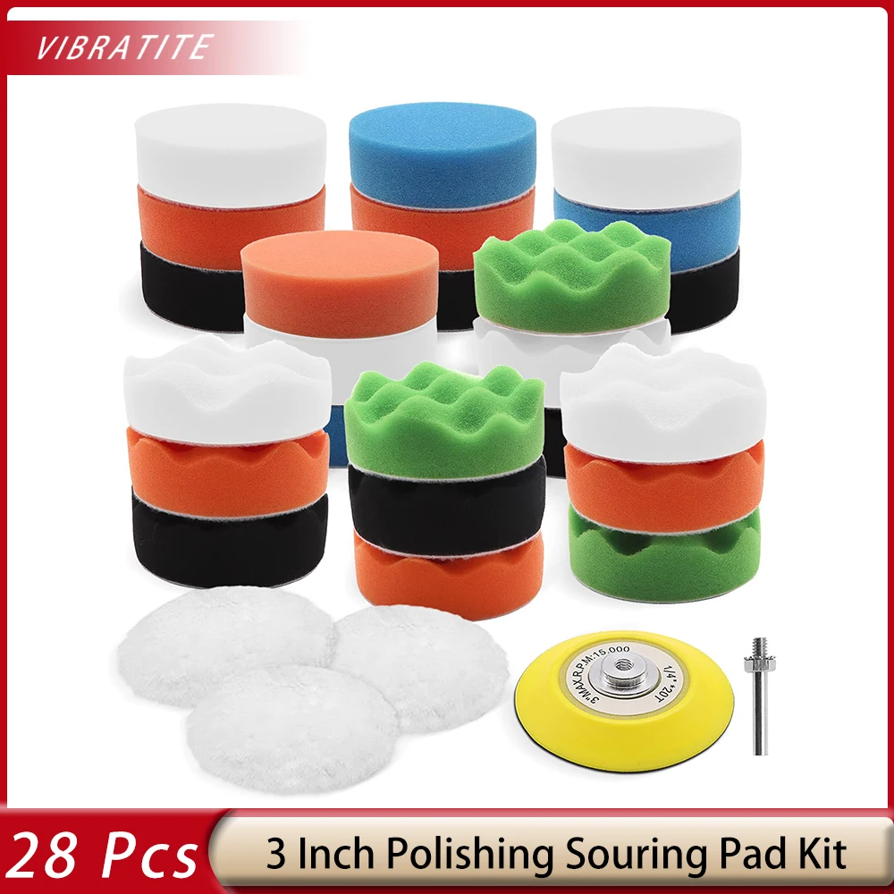 

Вибрирующая 28 шт. 80 мм полировальная губка для автомобиля, стандартное приспособление, беспроводная отвертка, полировка автомобиля