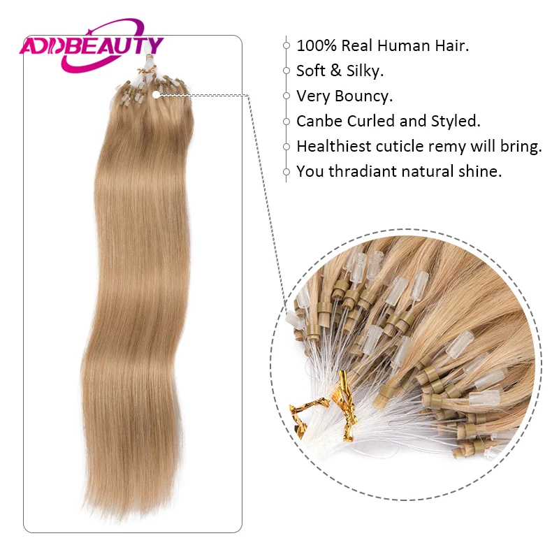 Straight Micro Link Hair Extension Hman Hair Invisible Nano Micro Loop Remy Human Hair Extension Natural Blonde Human Hairpiece