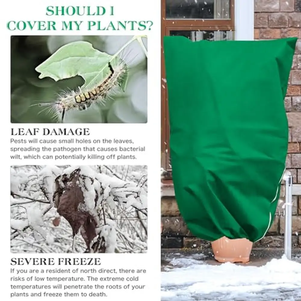 Plant Covers Frost Protection 2 PCS 2.8 oz 90"x75" Winter Outdoor Reusable Blankets Zipper For Large Trees Shrubs Pots Garden