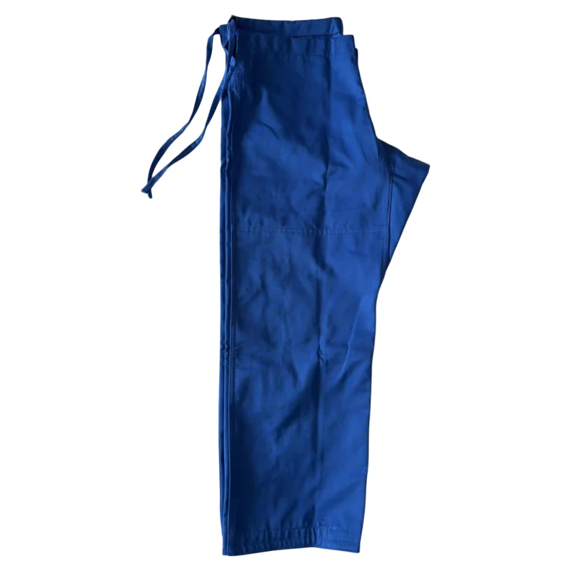 Heavyweight Judo Pants White Blue Pure Cotton 12oz Traditional Waist Judogi Trousers
