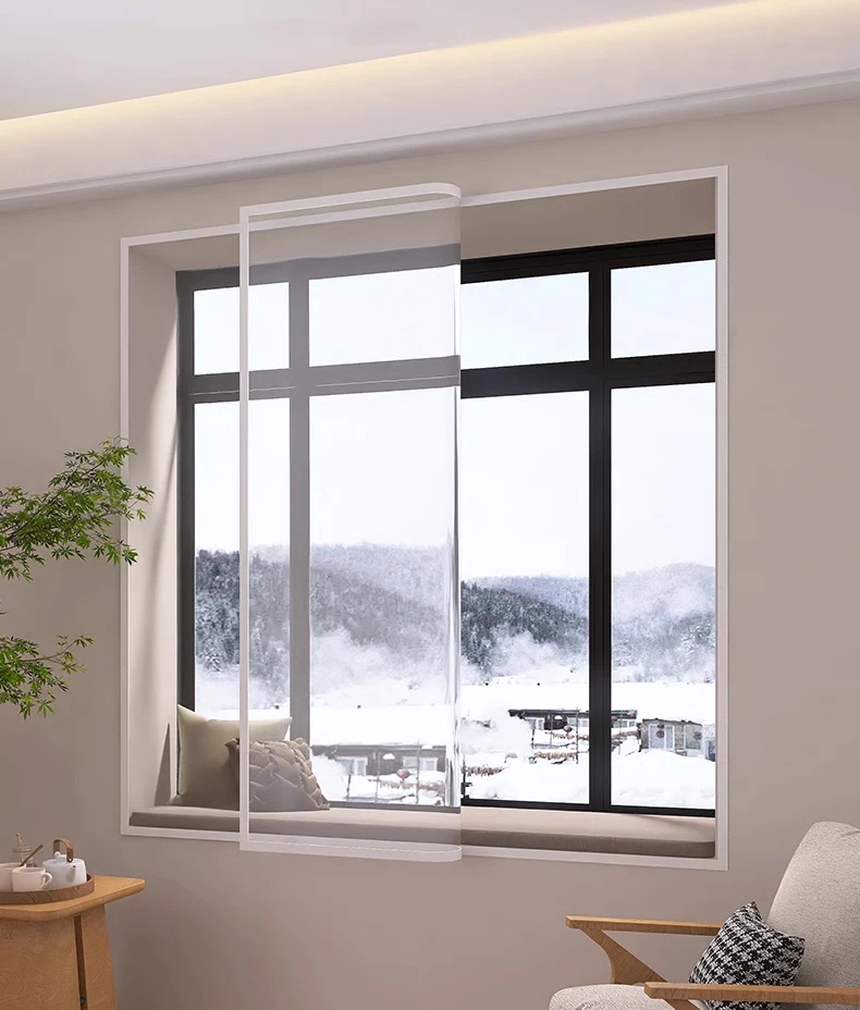 Warme Wintervorhänge, isolierte, winddichte, versiegelte Fenster, transparenter, dicker Kunststoff, kältebeständig und isoliert, Sichtschutzfenster – Detail 1